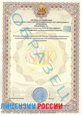 Образец сертификата соответствия (приложение) Песьянка Сертификат ISO 13485